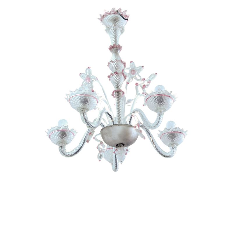 Lampadario a cinque luci  (Murano, XX sec.)  - Asta Dimore Venete - San Luca Casa d'Aste
