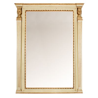 Grande Specchiera in Legno Laccato e Dorato