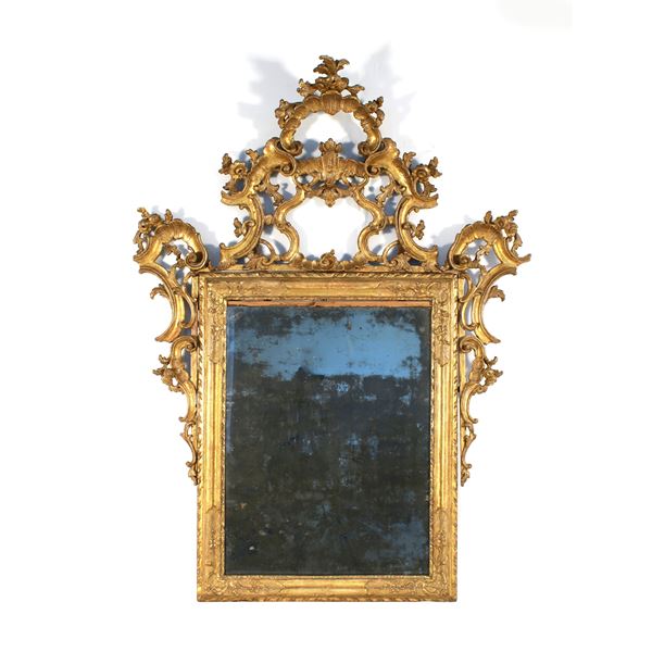 Specchiera in legno dorato