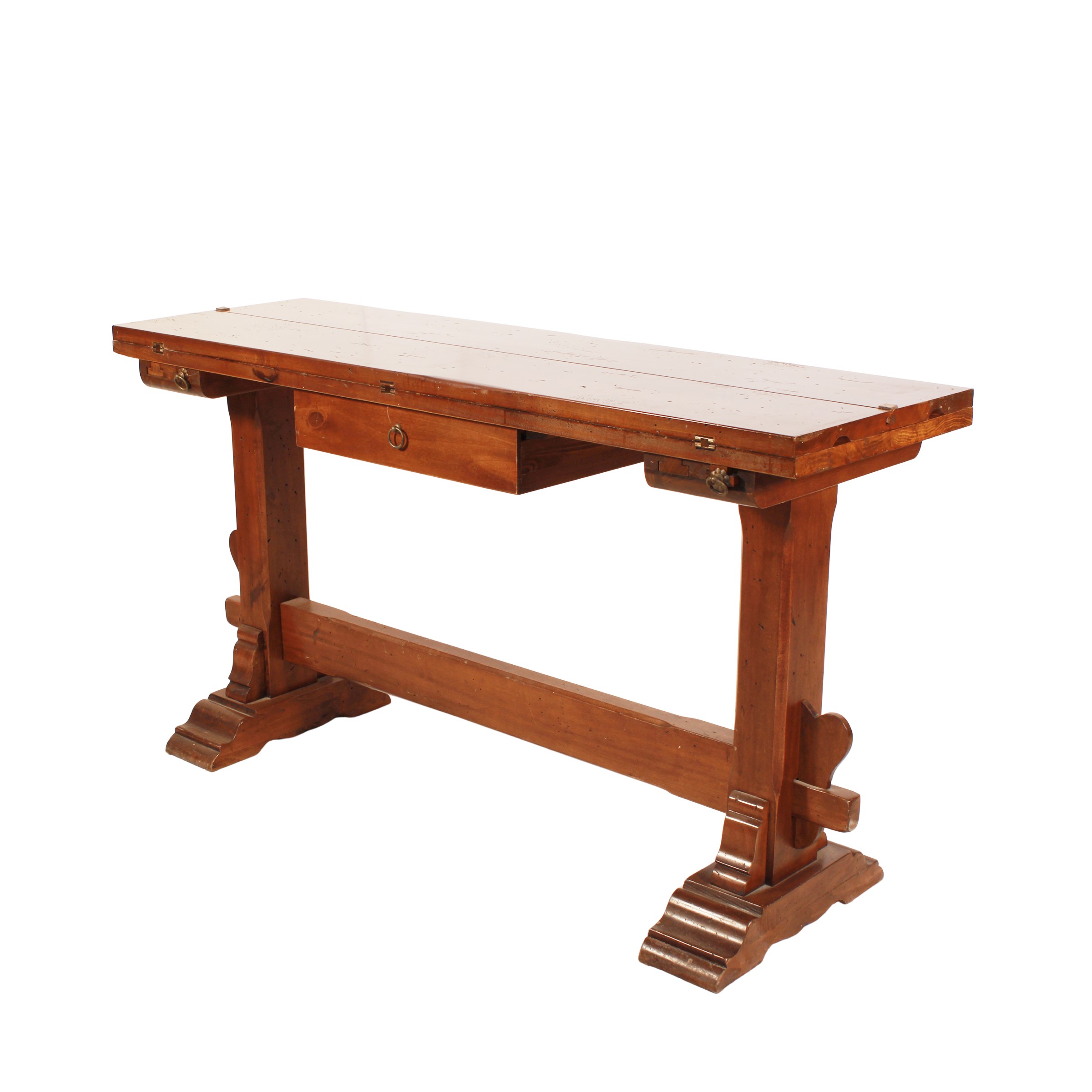 Tavolo da refettorio in legno tinto noce