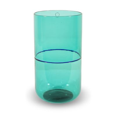 Tapio Wirkkala, Vaso a cilindro della serie 'Macchie', vetro soffiato incalmato, Murano 1989