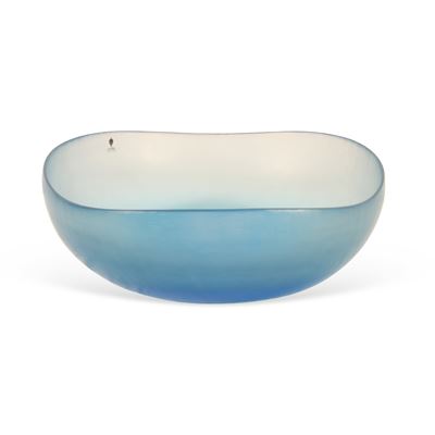 Tobia Scarpa, Bowl in vetro blu, firmato Venini Italia '80
