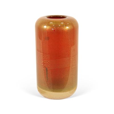 Laura Diaz De Santillana, Vaso in vetro rosso con foglie d'oro