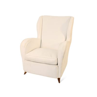 Guglielmo Ulrich, Poltrona in velluto bianco con struttura in legno