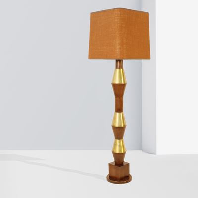 Tony Paul, Lampada da terra in legno e ottone, anni '50