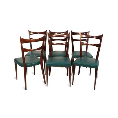 Guglielmo Ulrich, Set di sei sedie in ecopelle e legno