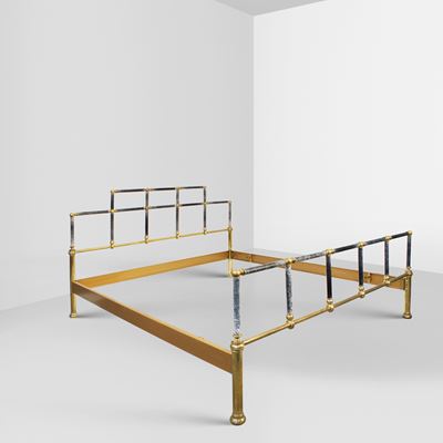 Siral, Letto matrimoniale in ottone con canne di vetro di Murano