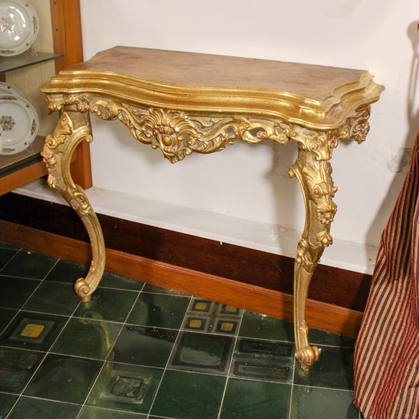 ♦ Consolle in legno dorato