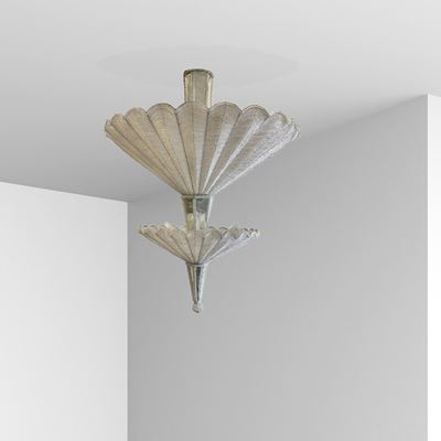 Lampada a sospensione, Murano, XX Sec., ferro e vetro