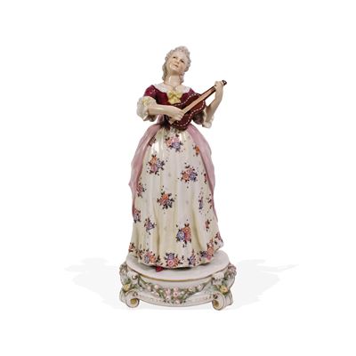 Manifattura Volkstedt, Scultura in ceramica smaltata di donna che suona il violino