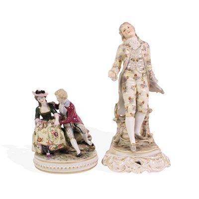 Manifatture diverse, Coppia di sculture in porcellana del XX secolo