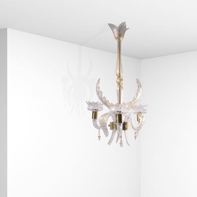 Ercole Barovier, Lampada a sospensione a tre luci in vetro di Murano