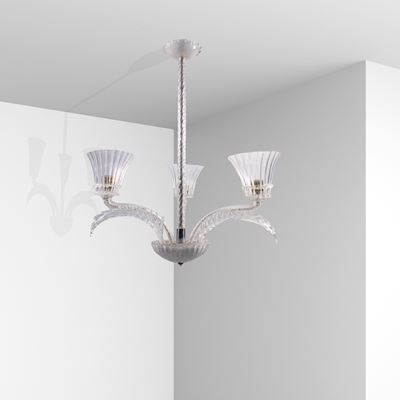 Seguso Vetri d'Arte, Lampada a sospensione in vetro di Murano, anni '50