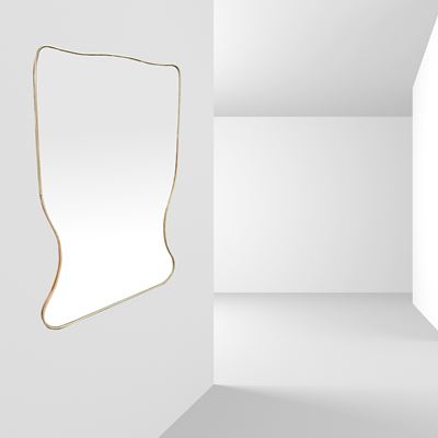 Gio Ponti, Specchio da parete sagomato in ottone e vetro specchiato, Italia, anni 60