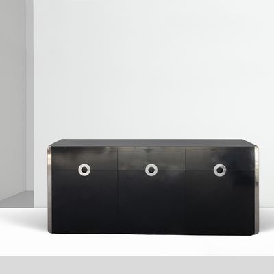 Willy Rizzo, Credenza in legno laccato e acciaio cromato, Italia, anni '70