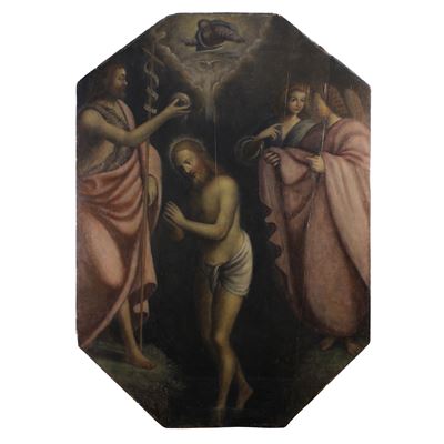 Pittore italiano, Battesimo di Cristo, olio su tavola