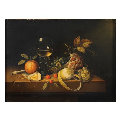 Pieter Claesz, Natura morta di frutta, olio su cartoncino applicato su tela