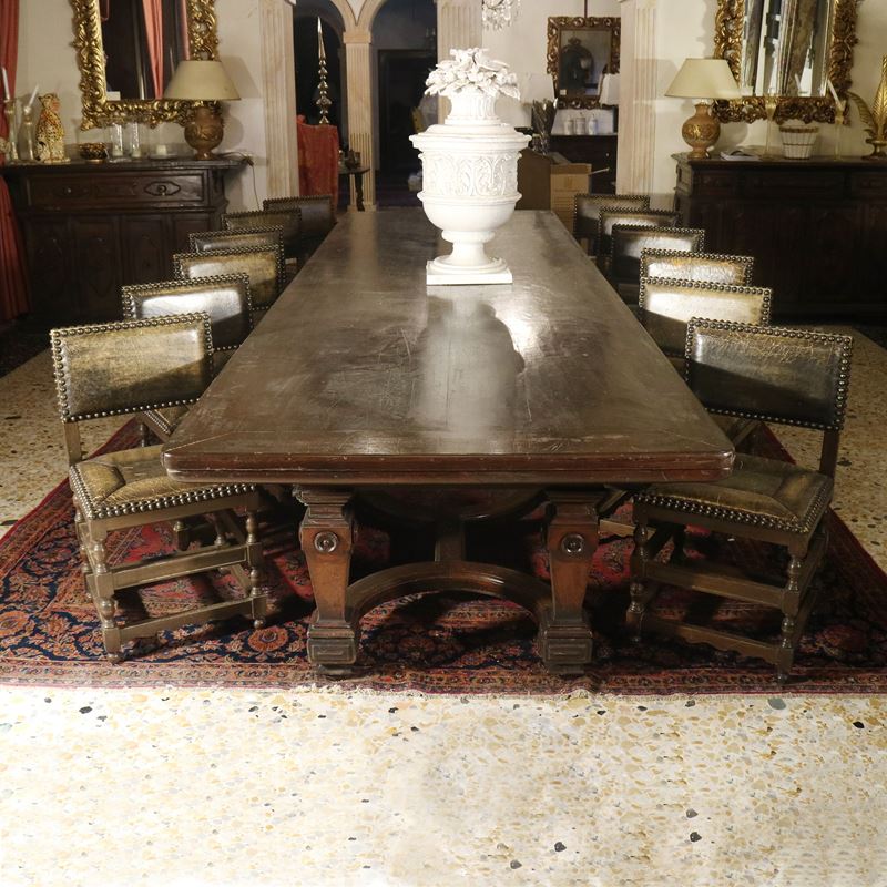 Tavolo fratino in noce  (Italia, XIX-XX sec.)  - Asta Gli Arredi di Villa "Le Marchesane" - San Luca Casa d'Aste