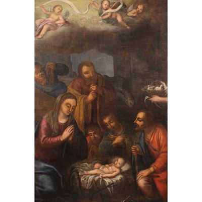 Pittore italiano, Adorazione dei pastori, olio su tela
