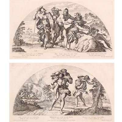 Pietro Aquila, Coppia di incisioni mitologiche da opere di Annibale Carracci