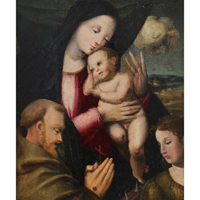Francesco Raimbolini detto il Francia, Madonna col Bambino e San Francesco, olio su tavola
