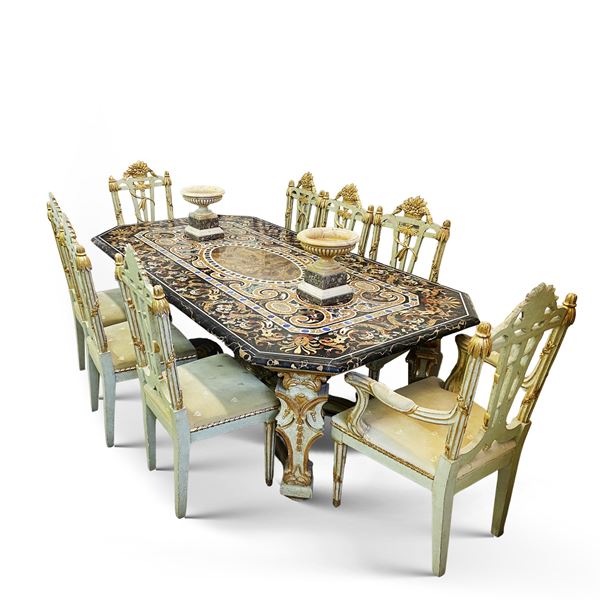 Importante tavolo in marmi policromi