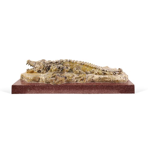 Coccodrillo in Diaspro Agatato di Sicilia