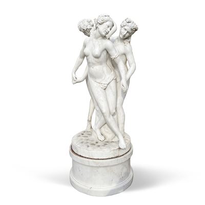 Grande Gruppo Scultoreo in Marmo Bianco