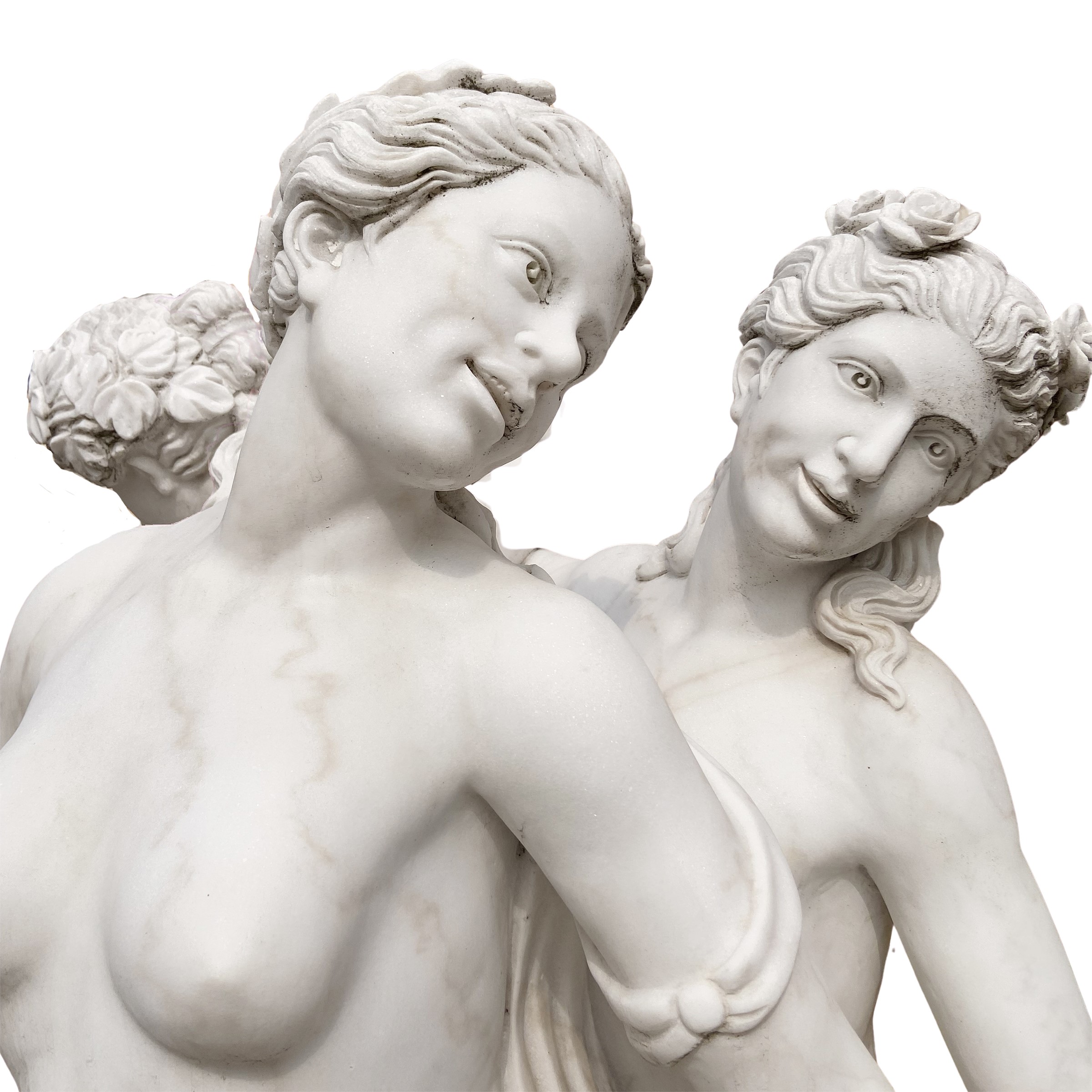 Grande Gruppo Scultoreo in Marmo Bianco