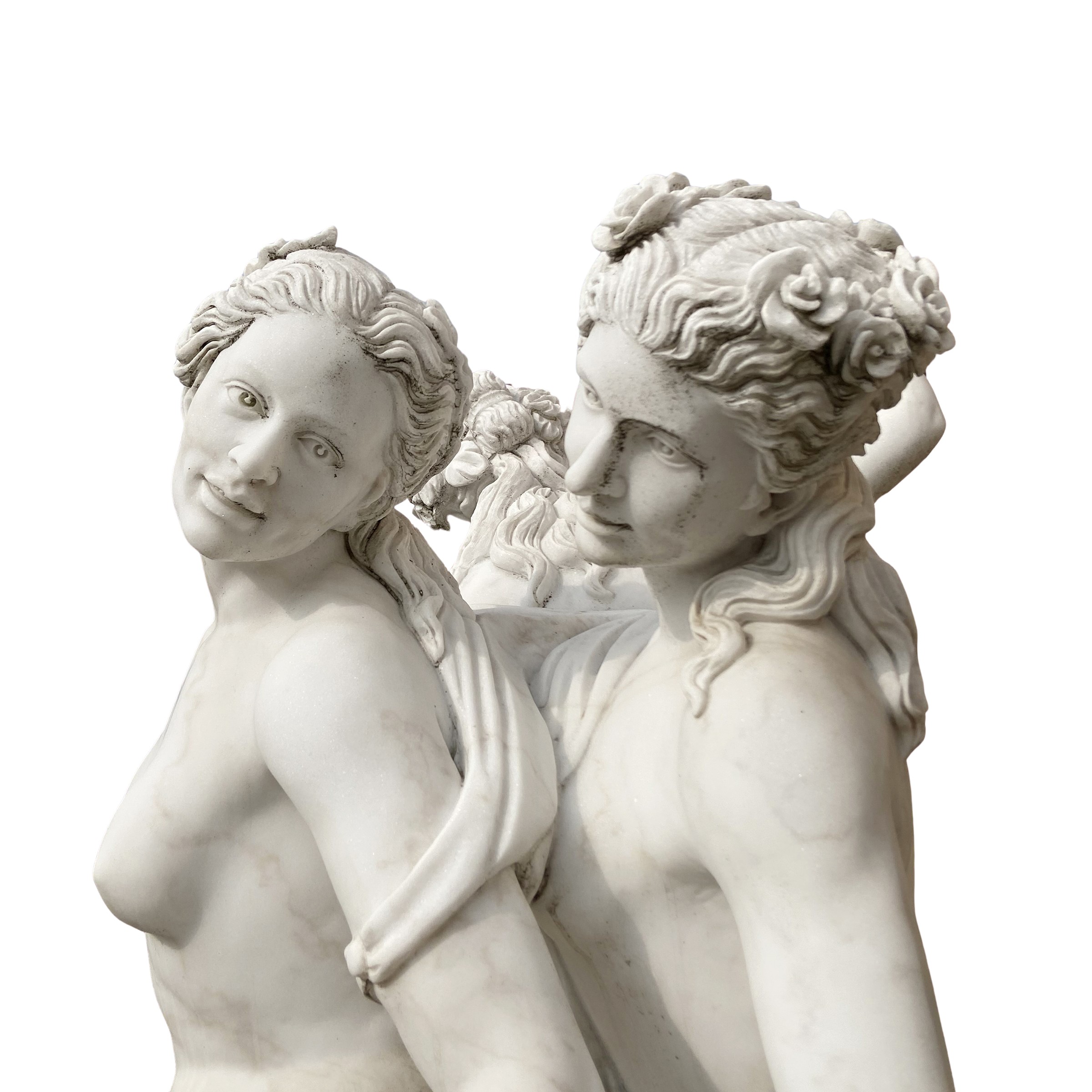 Grande Gruppo Scultoreo in Marmo Bianco