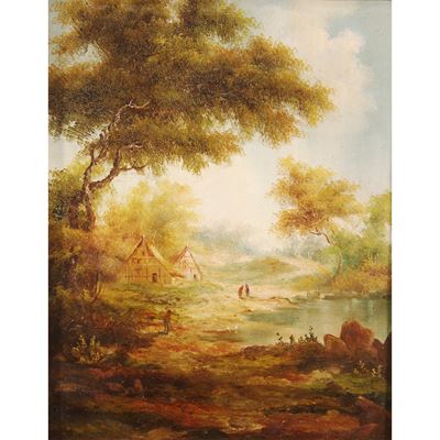 Meindert Hobbema, Paesaggio olandese, olio su rame