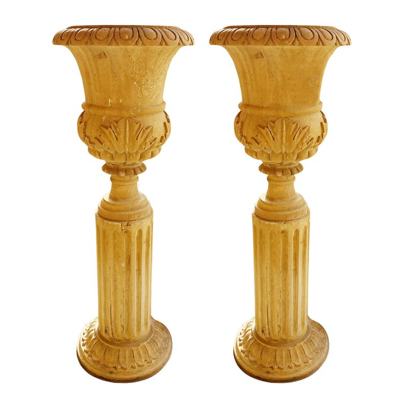 Coppia di vasi medicei in pietra Borgogna