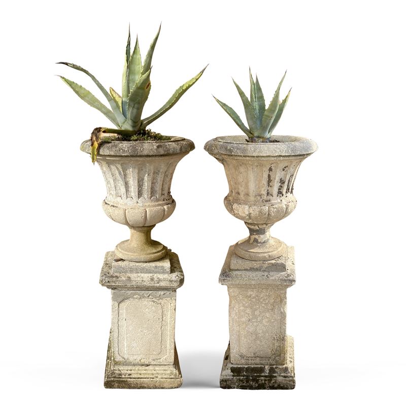 Coppia di vasi baccellati in pietra di Vicenza  (Italia, XIX - XX Sec.)  - Asta DIPINTI ANTICHI e ANTIQUARIATO - San Luca Casa d'Aste