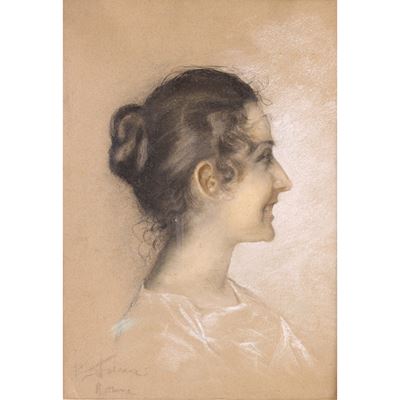 Pittore italiano, Ritratto di fanciulla, pastello su carta