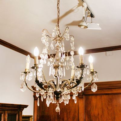 Lampadario a Sei Luci in Bronzo