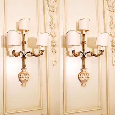 Coppia di Appliques in Ferro e Legno