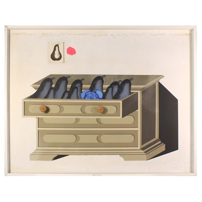Pozzati, Concetto Pozzati, “Canterano profumato” (serigrafia con applicazioni)