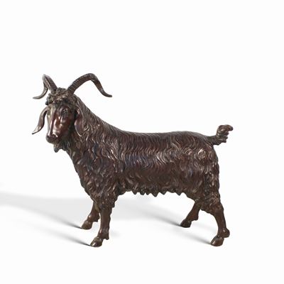 Manifattura italiana, Ariete in bronzo brunito, scultura