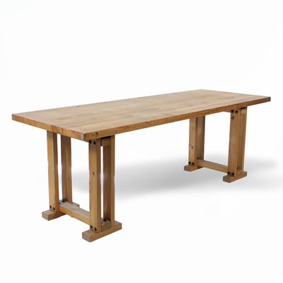 Frank Lloyd Wright, stile di — Tavolo in legno, anni '80, Stati Uniti
