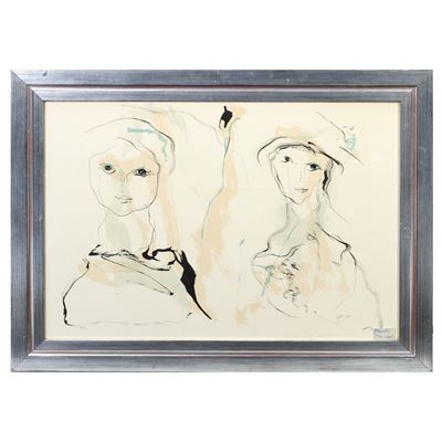 Ernesto Treccani, Due figure, litografia a colori
