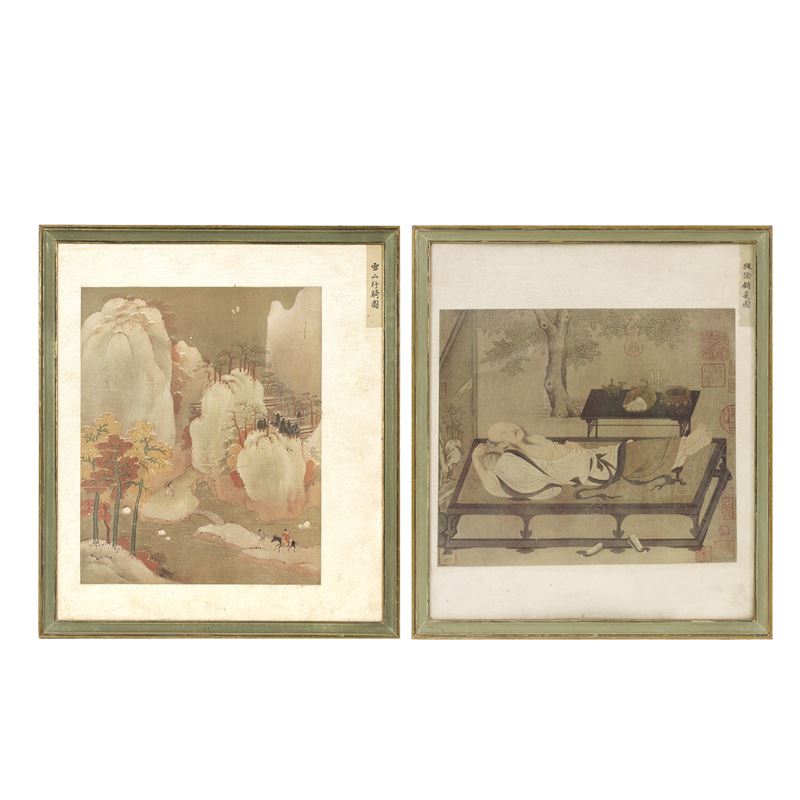 Coppia di repliche di dipinti cinesi  (Cina, XX secolo)  - Asta DA UNA COLLEZIONE MILANESE - San Luca Casa d'Aste