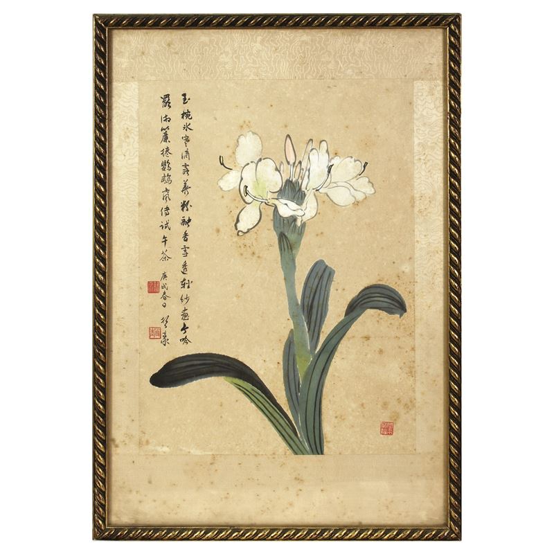 Scuola cinese, Qinquan, 'Gigliobianco'  (Cina, Qing, XIX secolo)  - Asta DA UNA COLLEZIONE MILANESE - San Luca Casa d'Aste