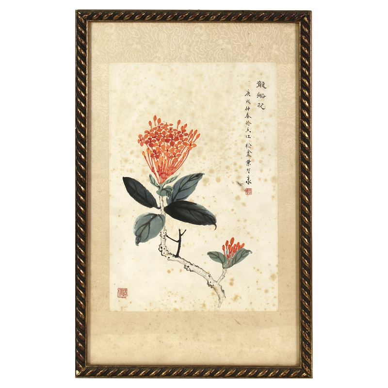 Scuola cinese, Yebiyong, 'Fiore di Longchuanhua'  (Cina, Qing, XIX secolo)  - Asta DA UNA COLLEZIONE MILANESE - San Luca Casa d'Aste