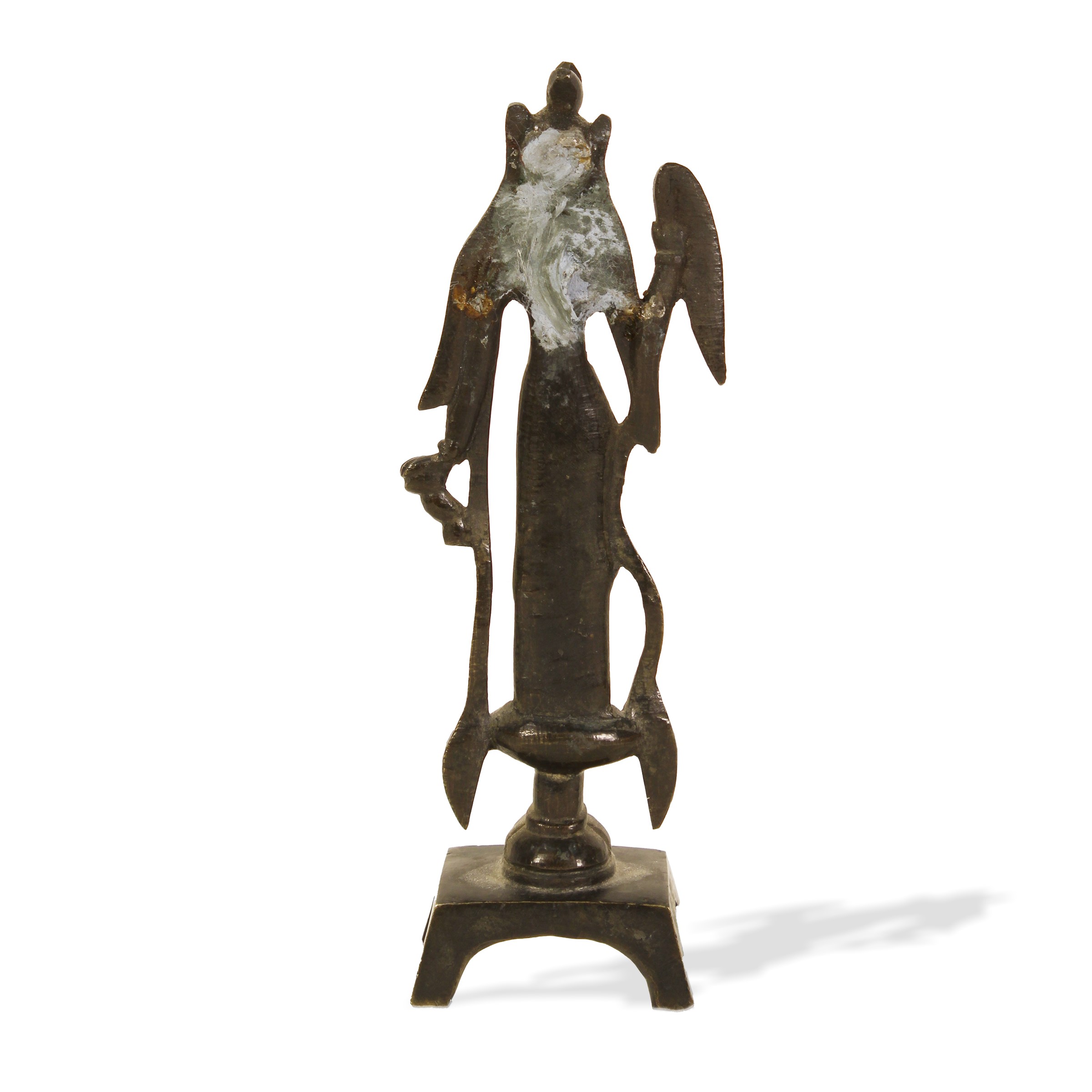 Cina, Qing (XIX-XX secolo), Bronzetto raffigurante Guanyin in stile Tang, fusione in bronzo a pat...