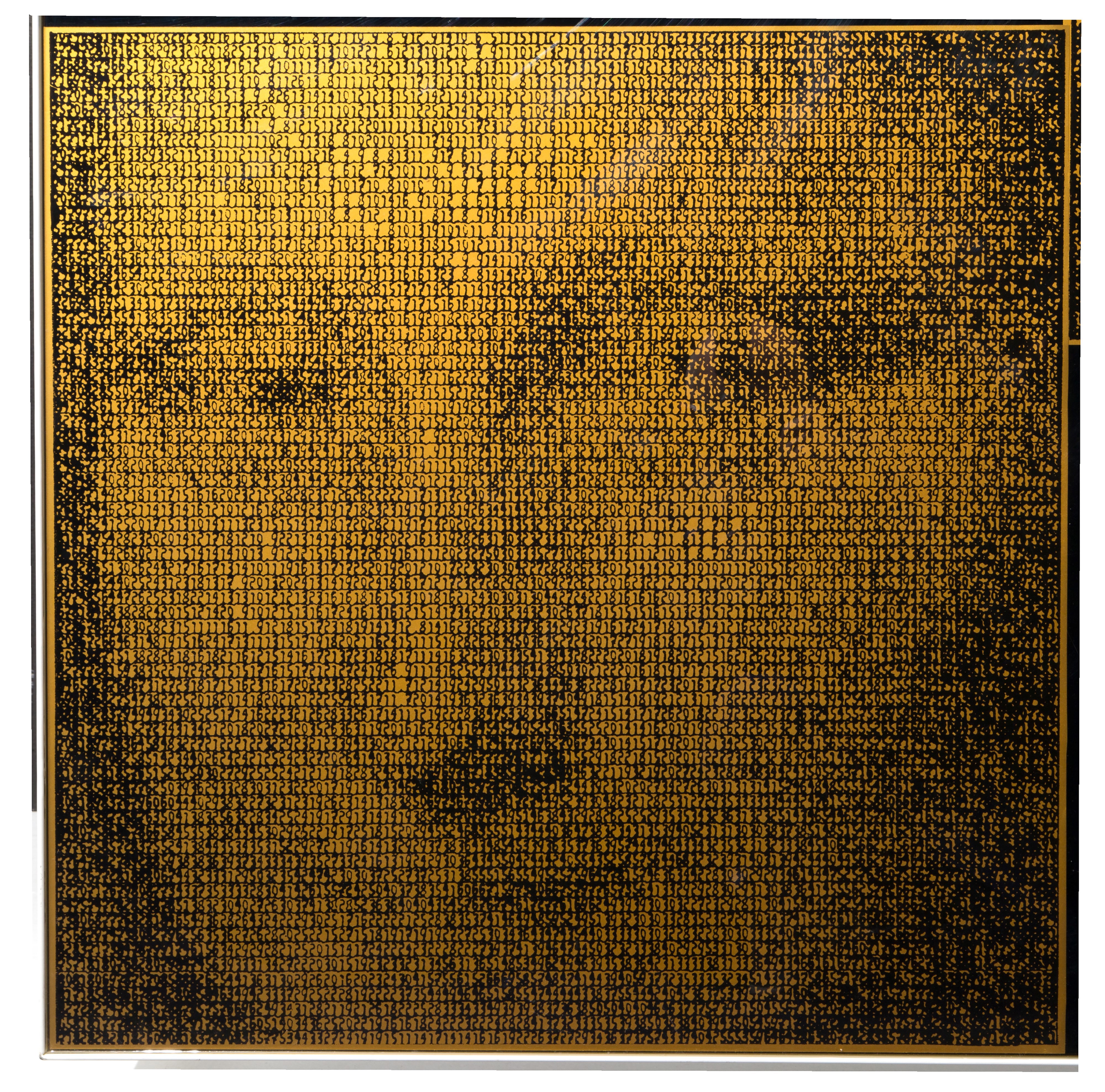 Lunetta, Gianfranco, Tavolo mod. “Gioconda con numeri” in ferro e supporto in legno