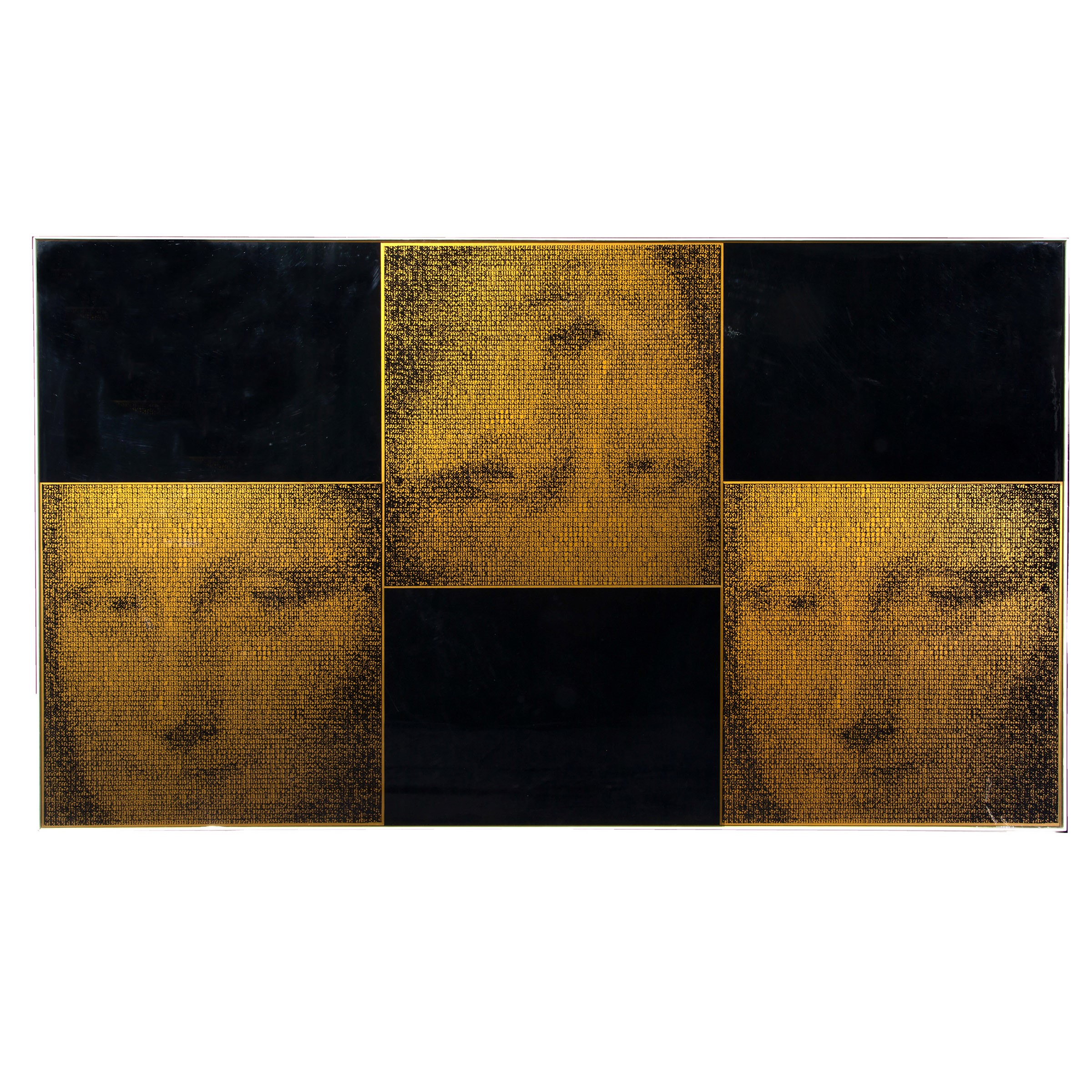 Lunetta, Gianfranco, Tavolo mod. “Gioconda con numeri” in ferro e supporto in legno