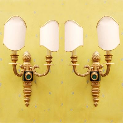 Coppia di Appliques in Bronzo e Marmo