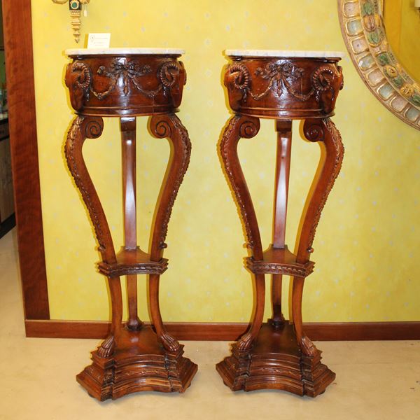♦ Coppia di basi a tripode in legno