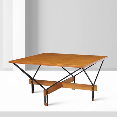 ISA Bergamo, tavolino in noce e metallo laccato (anni ’50)