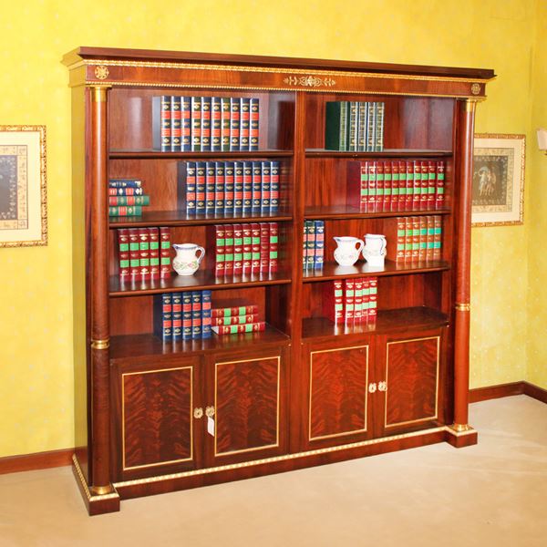 ♦ Libreria in mogano e piuma di mogano